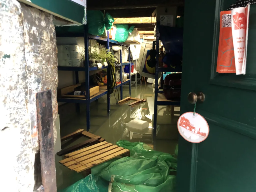 Acqua alta the flooding of Venice. Photo of our storage the morning after November 12th, 2019.
